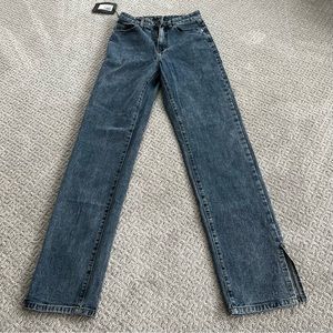 tall mid wash split hem jeans PLT